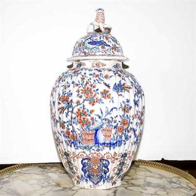 Lot 581 - Delft Floral Decorated Covered Jar Height 28...