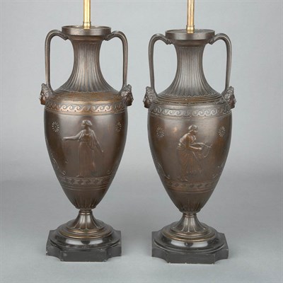 Lot 310 - Companion Pair of Neoclassical Style Bronze...