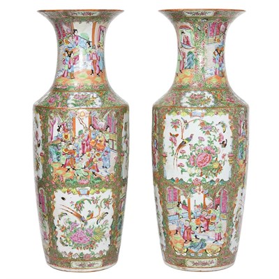 Lot 518 - Pair of Chinese Rose Medallion Porcelain Vases...
