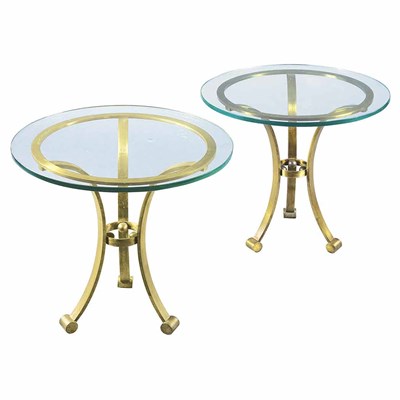 Lot 93 - Pair of Brass and Glass Side Tables Height 22...