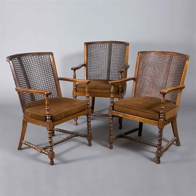 Lot 109 - Set of Three Provincial Oak and Caned Open...