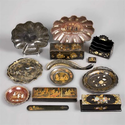 Lot 121 - Group of Nine Lacquered Table Articles