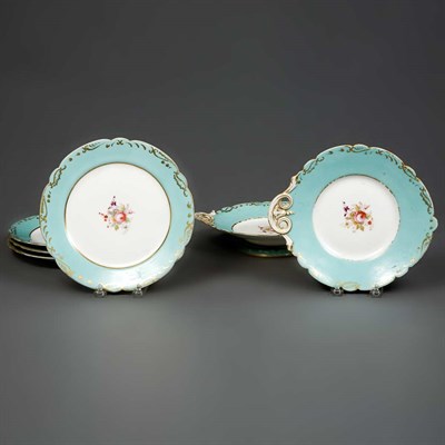 Lot 139 - English Porcelain Eight-Piece Partial Dessert...