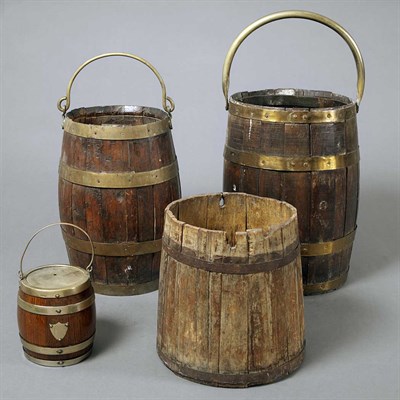 Lot 170 - Group of Four Metal Bound Wood Buckets Height...