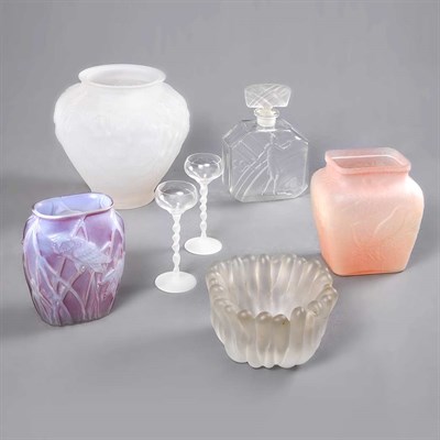 Lot 182 - Group of Frosted Glass Table Articles...