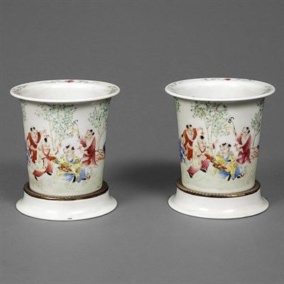 Lot 190 - Pair of Chinese Famille Rose Porcelain...