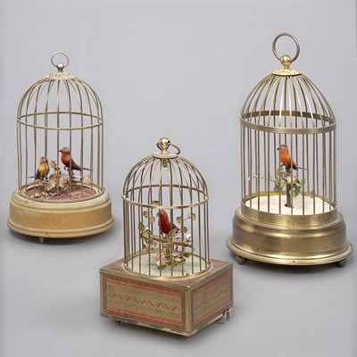 Lot 207 - Three Victorian Style Brass Bird Cage Music...