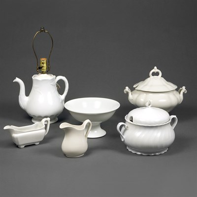 Lot 246 - Group of White Glazed Porcelain Table Articles...