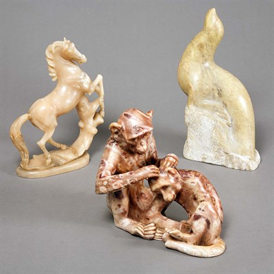 Lot 247 - Group of Hardstone Figures of Animals Height...