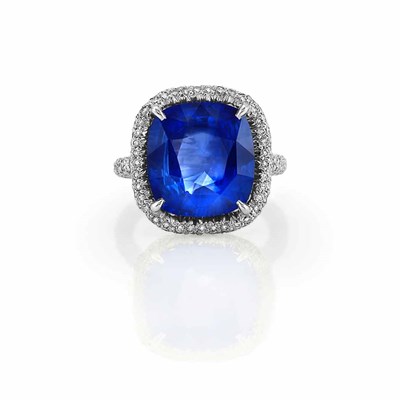 Lot 379 - Platinum, Sapphire and Diamond Ring
