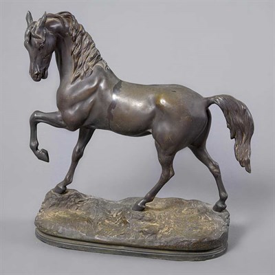 Lot 259 - Patinated-Metal Figure of a Horse Length 18...