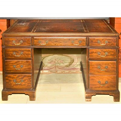 Lot 280 - George III Style Mahogany Pedestal Desk Height...