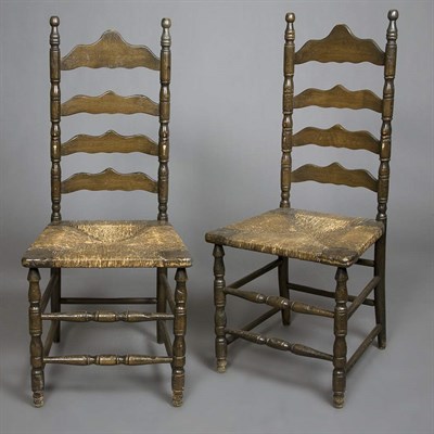 Lot 281 - Pair of Provincial Oak Rush Seat Side Chairs
