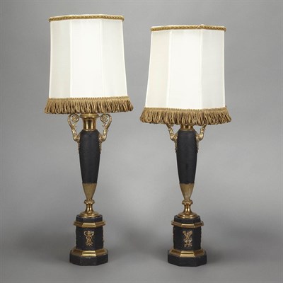 Lot 406 - Pair of Empire Style Gilt and Patinated-Metal...