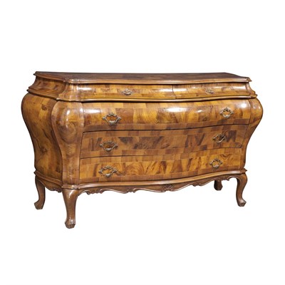 Lot 222 - Continental Rococo Style Walnut Commode The...