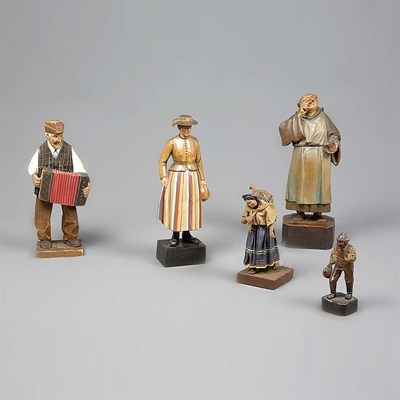 Lot 296 - Group of Twelve Carved Wood Figures Height of...