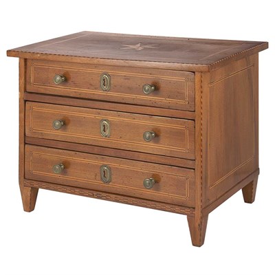 Lot 393 - Neoclassical Style Miniature Fruitwood Chest...