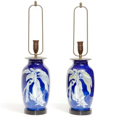 Lot 568 - Pair of Continental Porcelain Lamps Possibly...