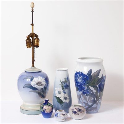 Lot 227 - Group of Five Royal Copenhagen Porcelain Vases;...