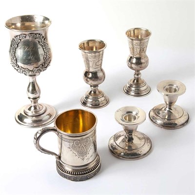 Lot 263 - Pair of Continental Silver Kiddush Cups;...