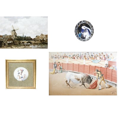 Lot 324 - Group of Three Painted Porcelain Plaques;...