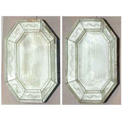 Lot 340 - Pair of Venetian Style Mirror Framed Mirrors...