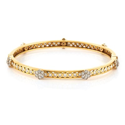 Lot 2 - Gold and Diamond Bangle Bracelet