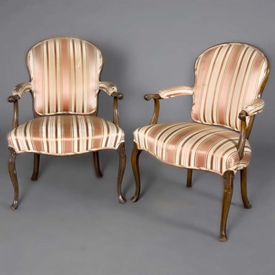 Lot 374 - Pair of Continental Mahogany Open Armchairs