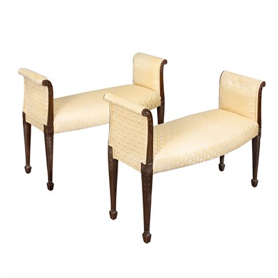 Lot 344 - Pair of George III Style Mahognay Benches...