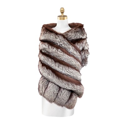 Lot 1163 - Silver Fox Rectangular Stole With black silk...