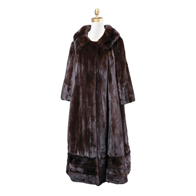 Lot 1153 - Dark Brown Ranch Mink Coat Worked vertically...