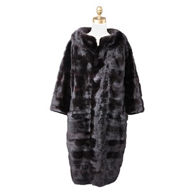 Lot 1152 - Ebony Mink Coat Worked horizontally with Peter...