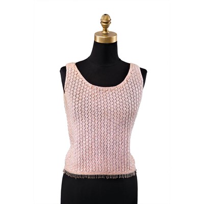 Lot 1167 - Pink Wool Sleeveless Top 1960s Hand knit and...