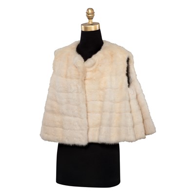 Lot 1154 - Ivory Mink Flared Sleeveless Bolero Worked in...