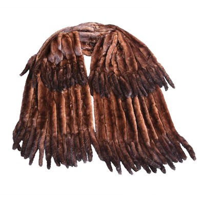Lot 1160 - Brown Mink Stole Composed of nine narrow bands...