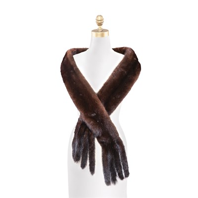 Lot 1157 - Brown Dark Ranch Mink Scarf with Mink Tail...