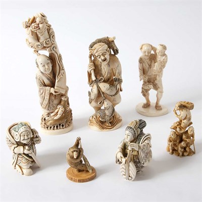 Lot 509 - Group of Thirteen Asian Ivory Figures