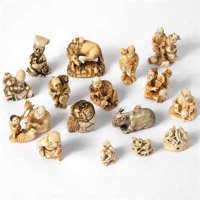 Lot 335 - Group of Sixteen Asian Ivory Articles