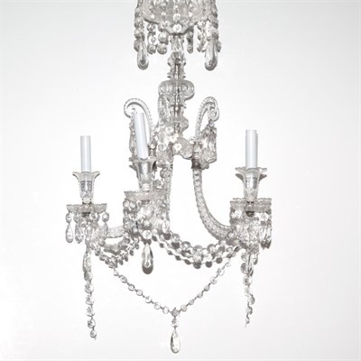 Lot 386 - Georgian Style Glass Five-Light Chandelier...