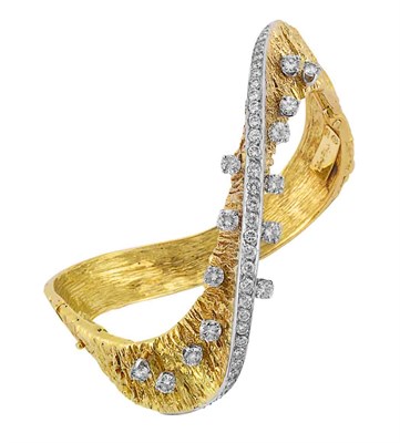 Lot 420 - Gold, Platinum and Diamond Bangle Bracelet