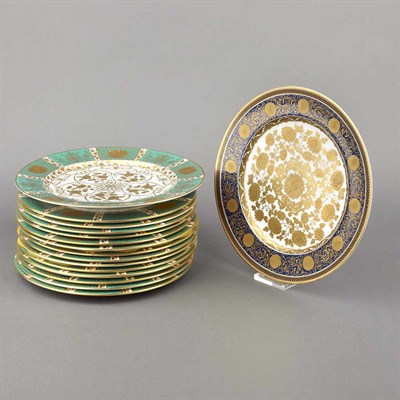 Lot 335 - Set of Fifteen Gilt Decorated Porcelain...