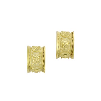 Lot 190 - Pair of Gold Hoop Earclips, Elizabeth Gage