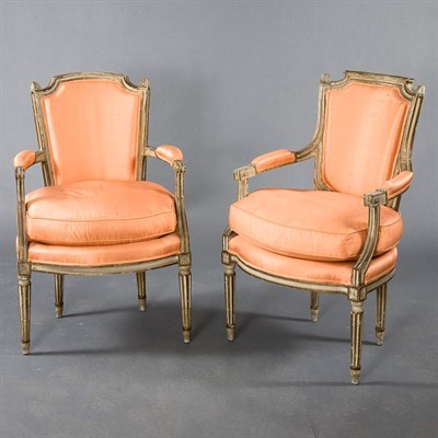 Lot 582 - Associated Pair of Louis XVI Painted and...