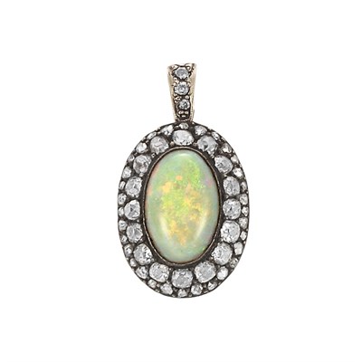 Lot 239 - Antique Opal and Diamond Pendant