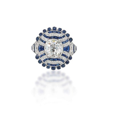 Lot 514 - Platinum, Diamond and Sapphire Ring