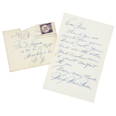 Lot 182 - MONROE, MARILYN Autograph note signed (as...