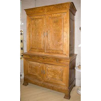 Lot 213 - Charles X Fruitwood and Burl-Wood Two-Part...