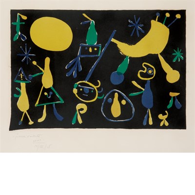 Lot 436 - Joan Miró (1893-1983) PEOPLE ON A BLACK...