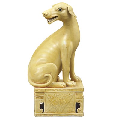 Lot 250 - Chinese Yellow Glazed Porcelain Figure of a...