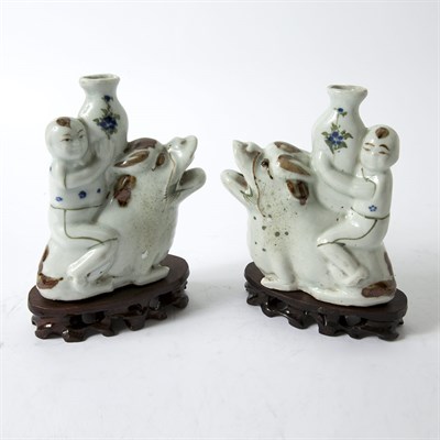 Lot 505 - Pair of Chinese Figural Porcelain Vases Height...